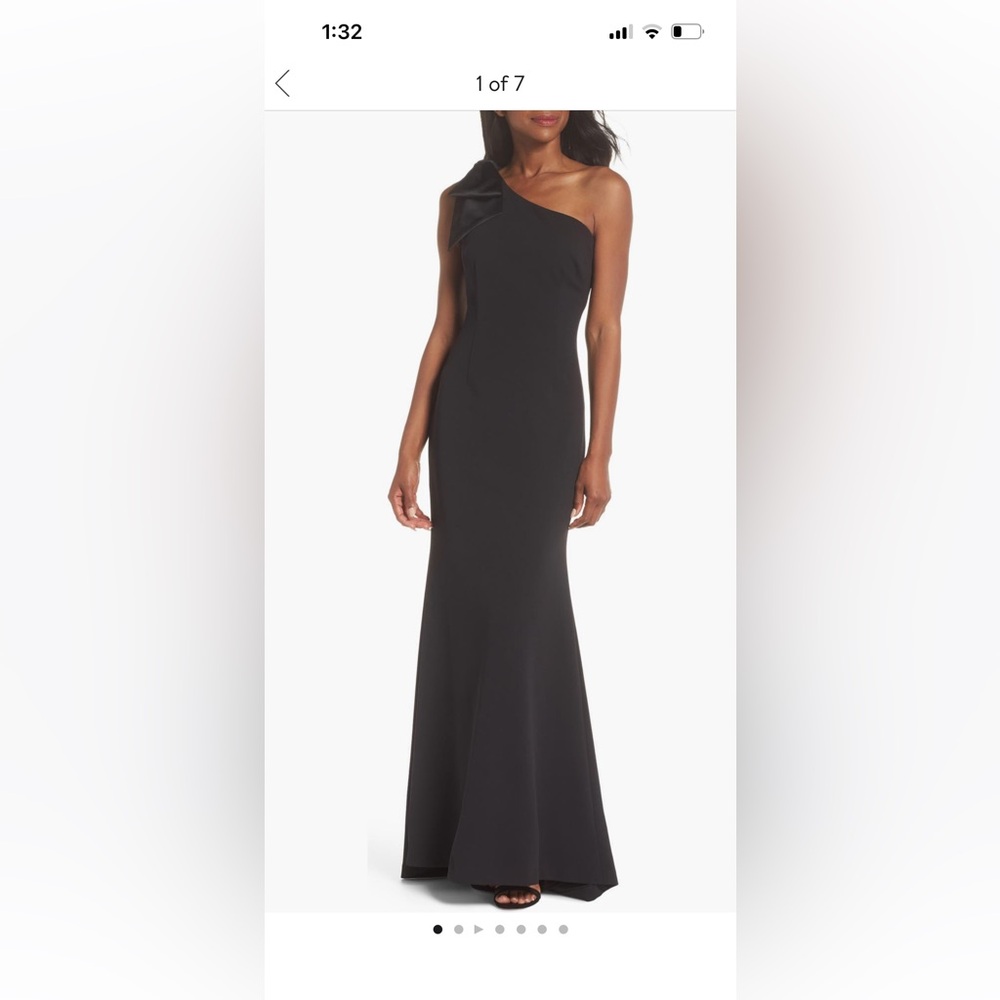 Eliza J One-Shoulder A-Line Gown